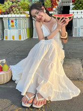 BXOXO Sweet Lace 2-Piece Set Women Bandage Sleeveless Tops+Elasticated Waist Large Skirt Summer Trend Vacation Matching Suits